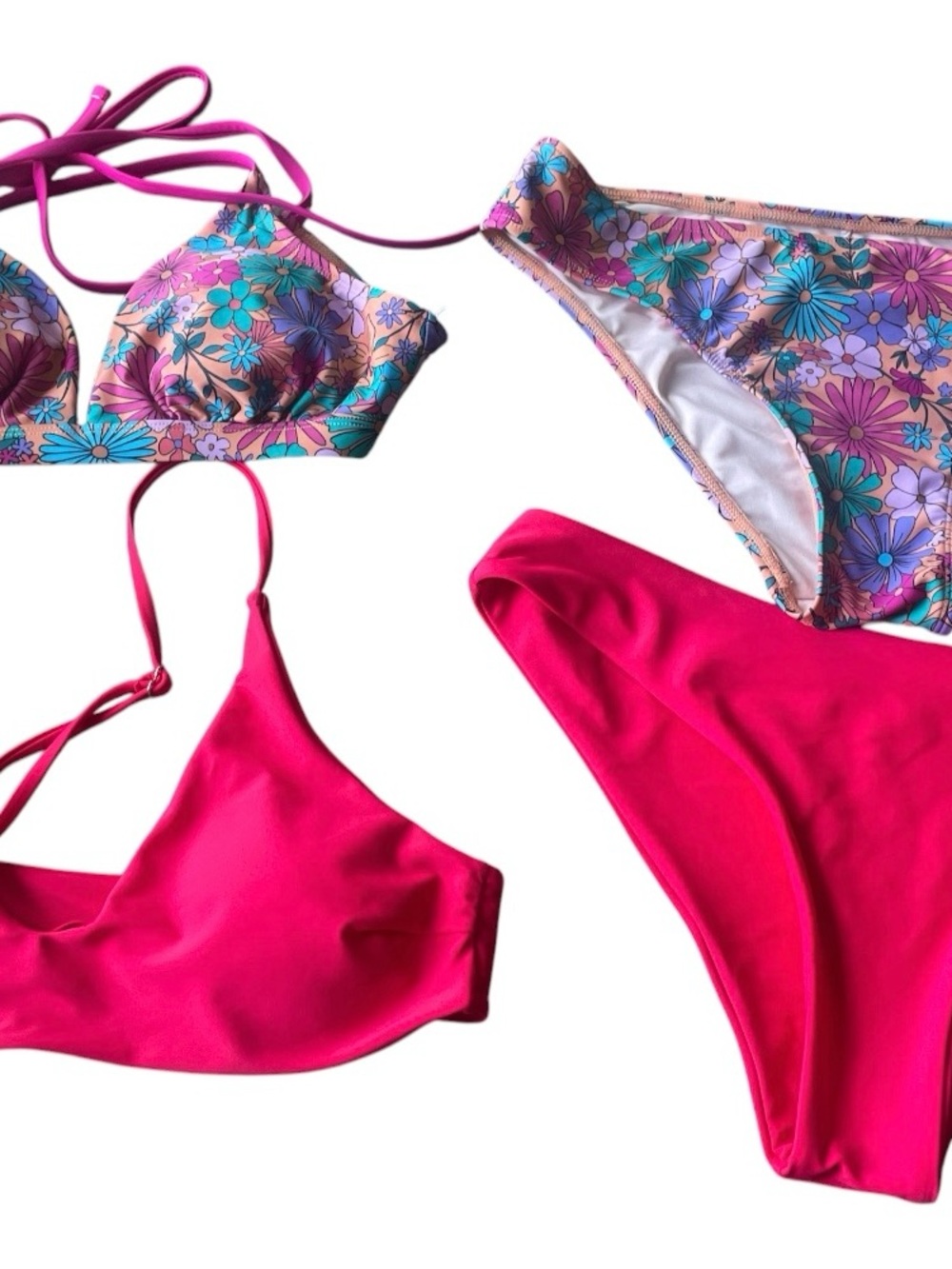 Cupshe Floral & Hot Pink Two-Piece Bikini Set • Bundle of Cupshe & Zaful